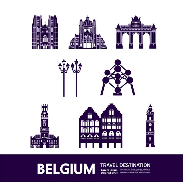 Bélgica Viagem Destino Vetor Ilustração —  Vetores de Stock