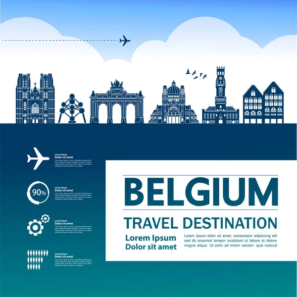 Belgien Rese Destination Vektor Illustration — Stock vektor