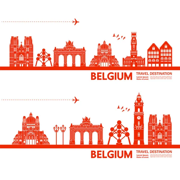 Bélgica Viaje Destino Vector Ilustración — Vector de stock