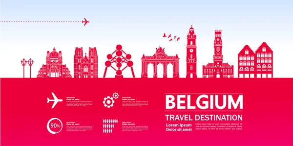 Bélgica Viagem Destino Vetor Ilustração — Vetor de Stock