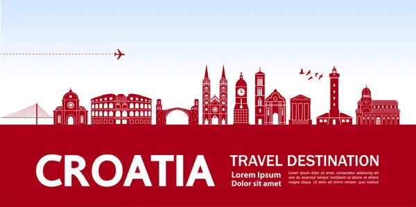 Croacia Viaje Destino Vector Ilustración — Vector de stock