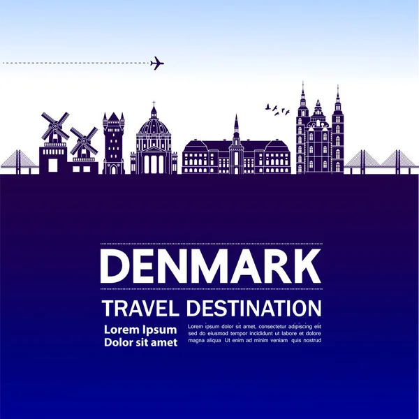 Danmark Rese Destination Vektor Illustration — Stock vektor