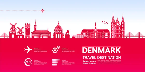 Dinamarca Viaje Destino Vector Ilustración — Vector de stock