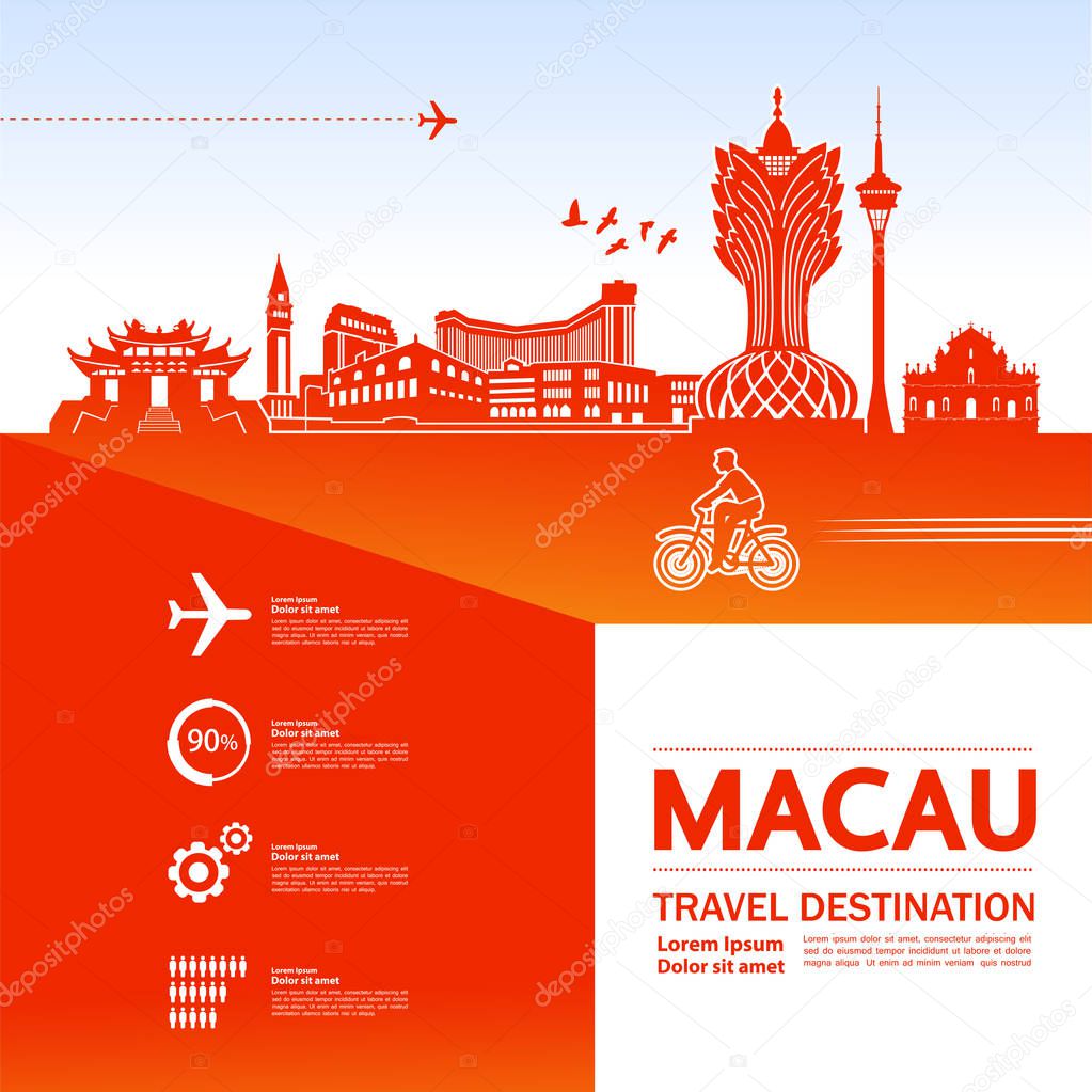 Macau travel destination vector illustration.