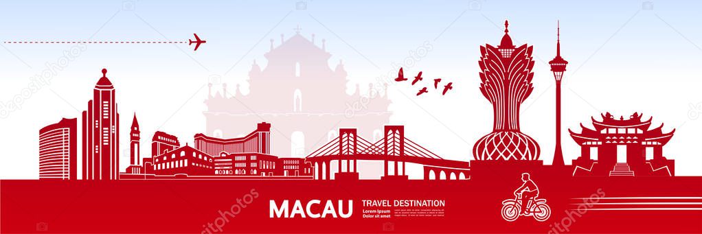 Macau travel destination vector illustration.