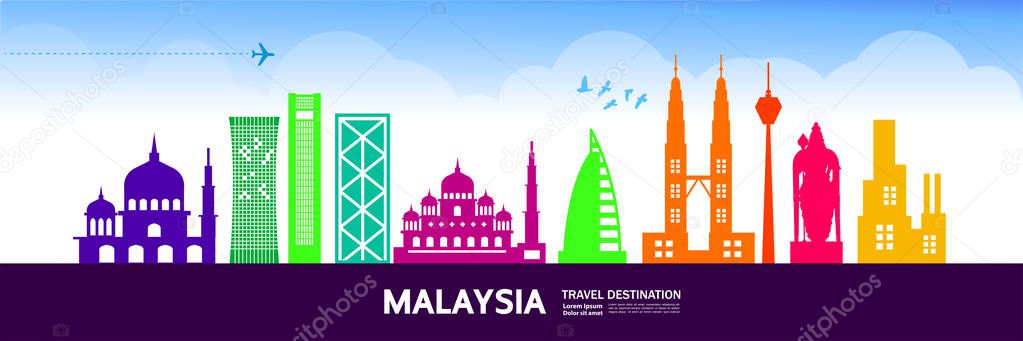 Malaysia travel destination vector illustration.