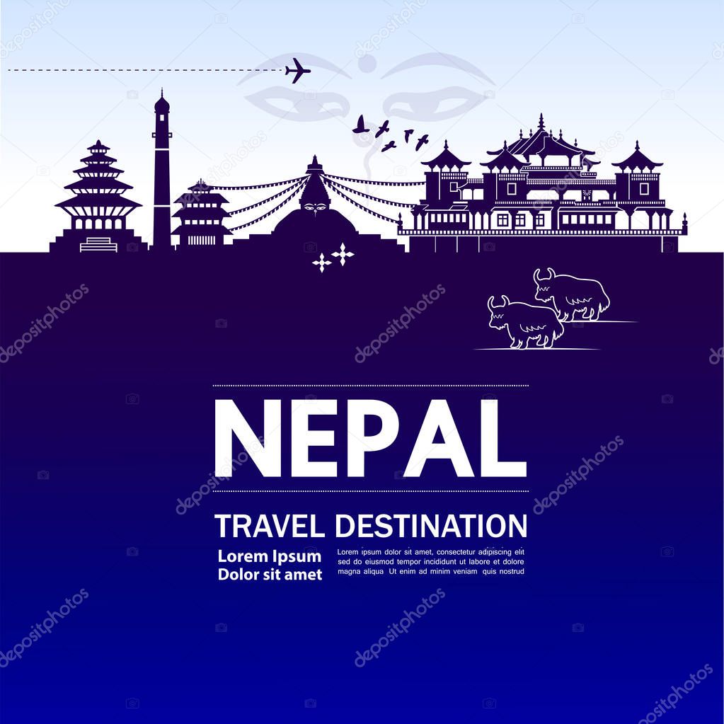Nepal travel destination vector illustration.