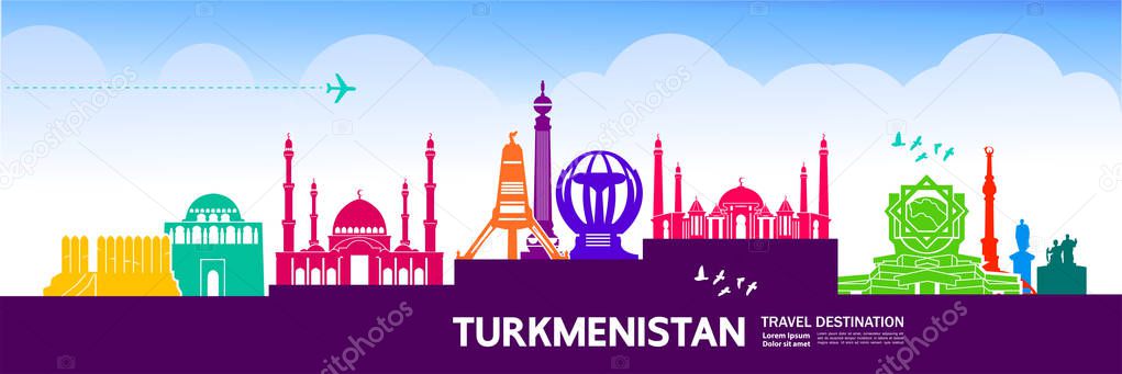 Turkmenistan travel destination vector illustration.