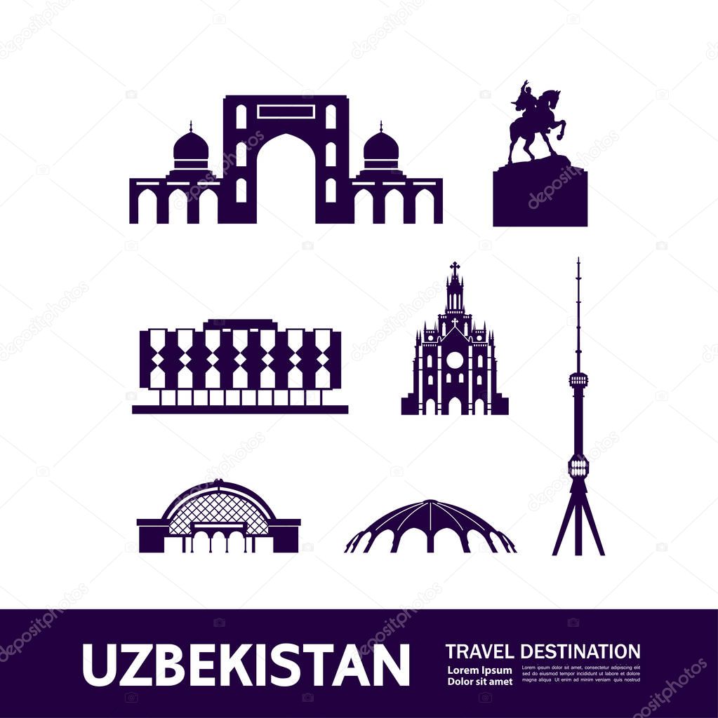 Uzbekistan travel destination vector illustration.