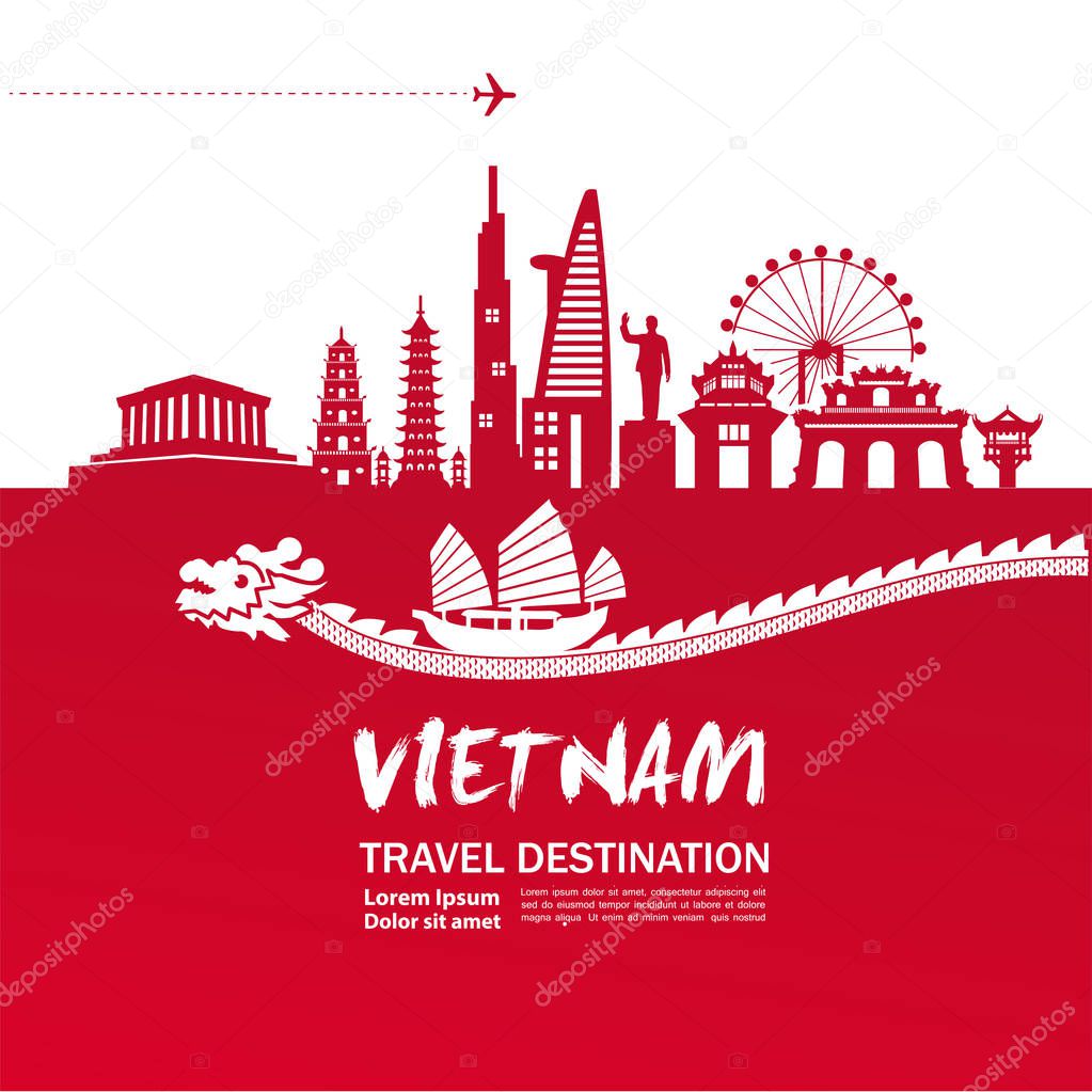 Vietnam travel destination vector illustration.