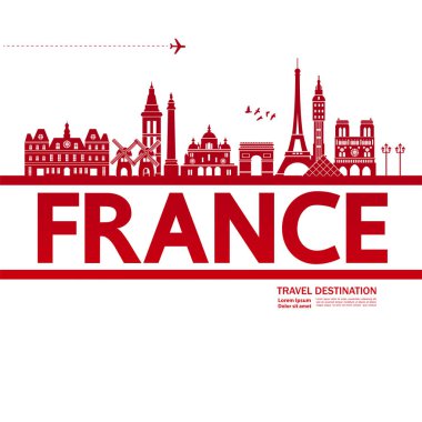 Fransa seyahat hedef vektör çizim.