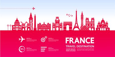 Fransa seyahat hedef vektör çizim.
