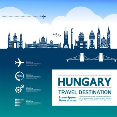Macaristan seyahat hedef vektör illüstrasyon.