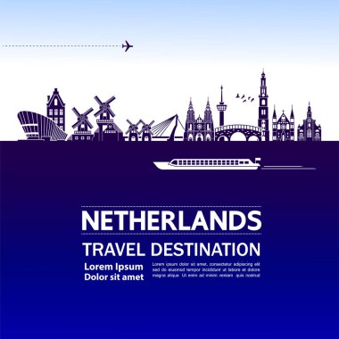 Hollanda seyahat hedef vektör çizim.