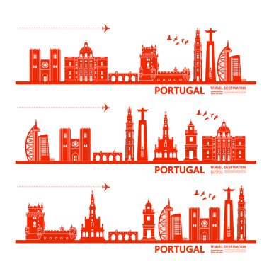 Portekiz seyahat hedef vektör illüstrasyon.