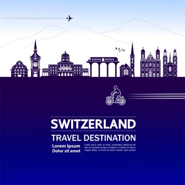 İsviçre seyahat hedef vektör çizim.