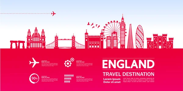 Inglaterra Viagem Destino Vetor Ilustração — Vetor de Stock