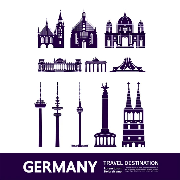 Alemania Viaje Destino Vector Ilustración — Vector de stock