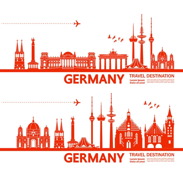 Germania Viaggio Destinazione Vettoriale Illustrazione — Vettoriale Stock