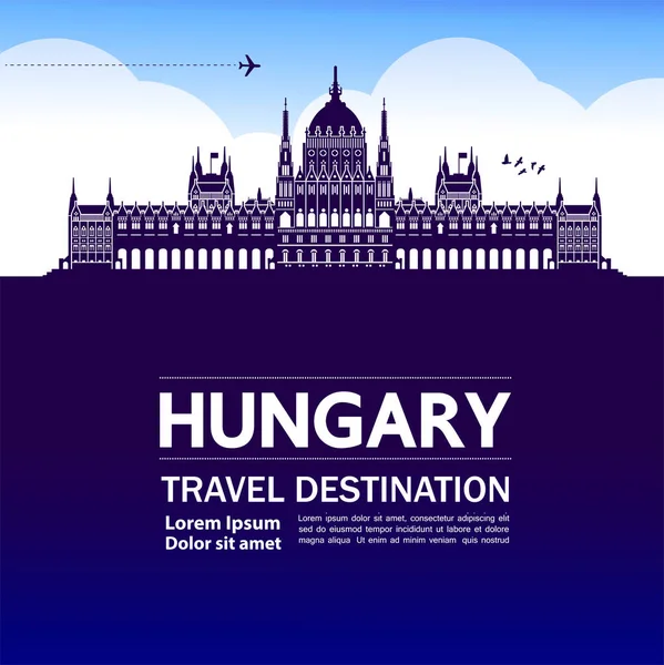 Hungría Viaje Destino Vector Ilustración — Vector de stock