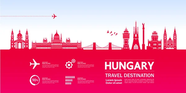 Hungary Travel Destination Vector Illustration — Stock Vector