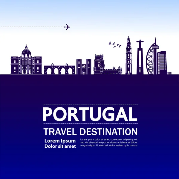 Portugalia Ilustracja Podróż Wektor Cel — Wektor stockowy