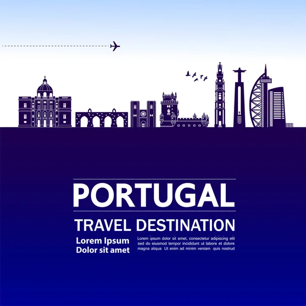 Portugal Viaje Destino Vector Ilustración — Vector de stock