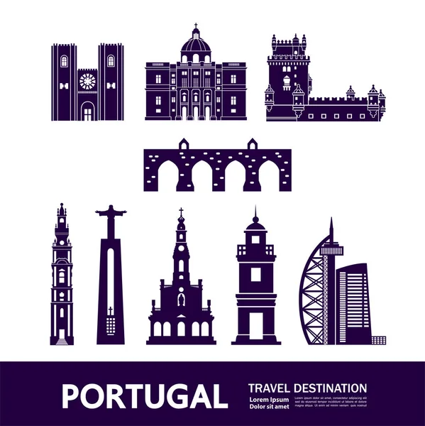 Portugal Viagem Destino Vetor Ilustração —  Vetores de Stock