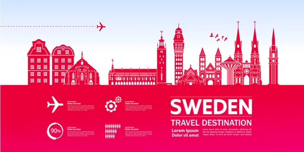Sweden Travel Destination Vector Illustration — Stock Vector