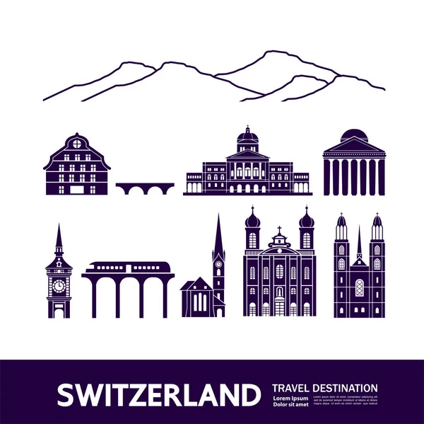 Zwitserland Reizen Bestemming Vectorillustratie — Stockvector