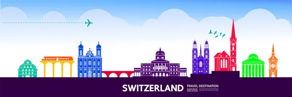 Svizzera Viaggio Destinazione Vettoriale Illustrazione — Vettoriale Stock