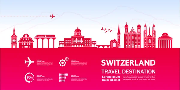 Suisse Illustration Vectorielle Destination Voyage — Image vectorielle