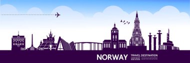 Norveç seyahat hedef vektör çizim.