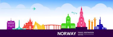 Norveç seyahat hedef vektör çizim.