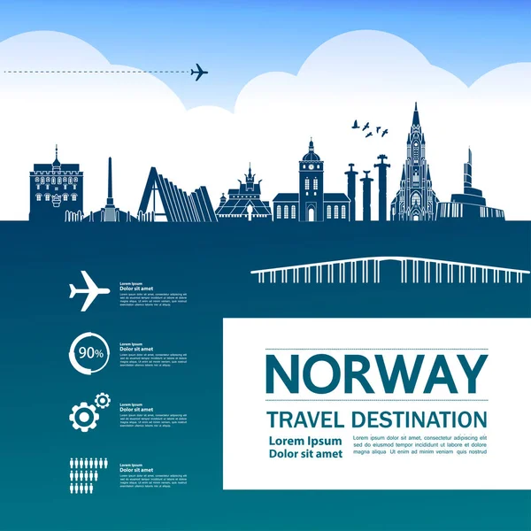 Norway Travel Destination Vector Illustration — Stock Vector
