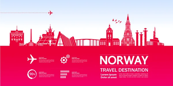 Norvège Illustration Vectorielle Destination Voyage — Image vectorielle