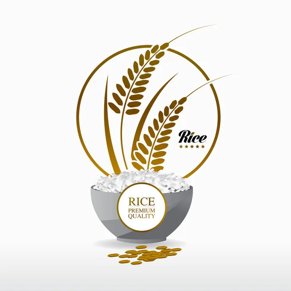Premium Rice Wysokiej Jakości Projekt Koncepcyjny Wektor — Wektor stockowy