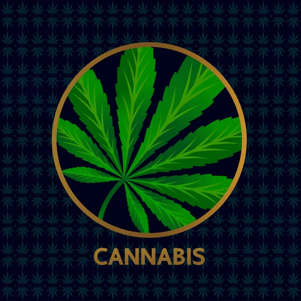 Elegante Hoja Cannabis Verde Antecedentes Vector Ilustración — Vector de stock