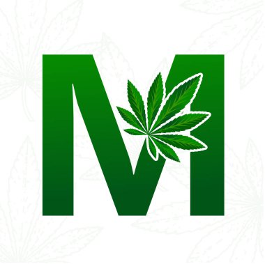 Logo tasarımı için kenevir yaprağı ile Mektup.