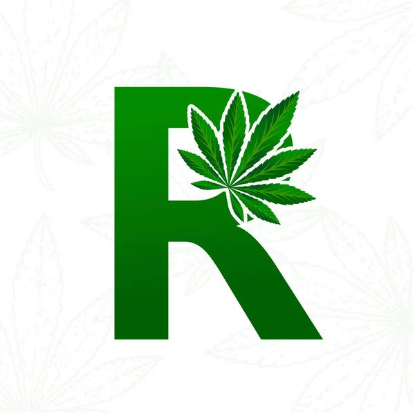 Carta Con Hoja Cannabis Para Diseño Del Logo — Vector de stock