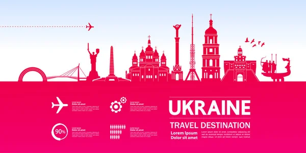 Ukrayna seyahat hedef grand vektör illüstrasyon.