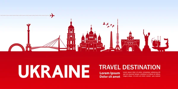 Ukraine Destination Voyage Illustration Grand Vecteur — Image vectorielle