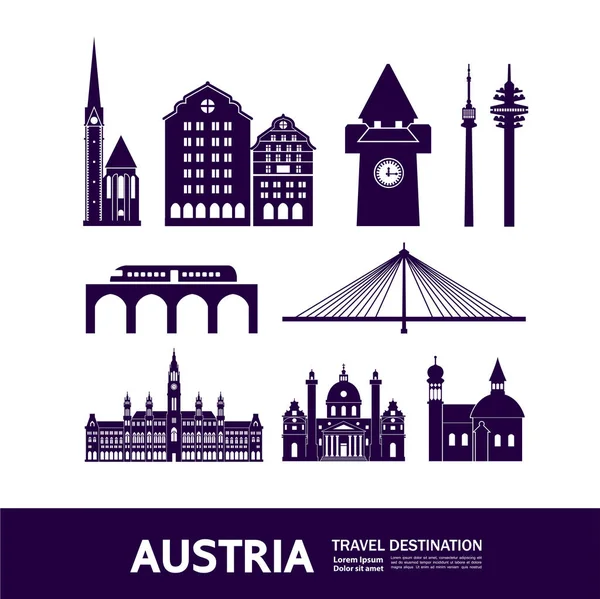 Austria Viaje Destino Gran Vector Ilustración — Vector de stock