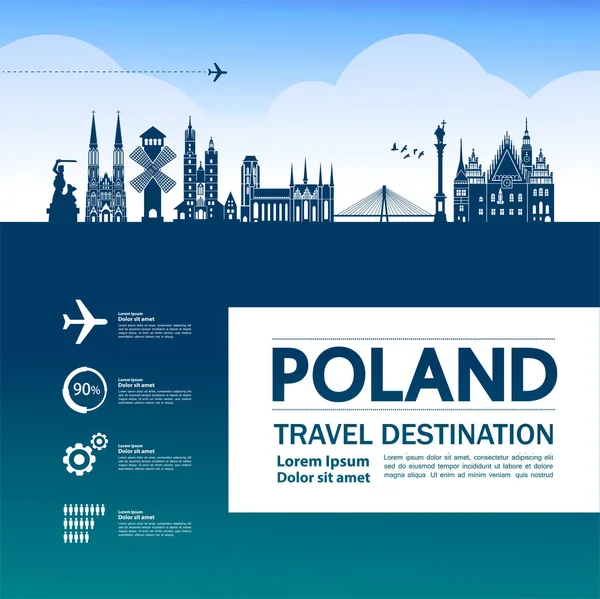 Poland Travel Destination Grand Vector Illustration — Stock Vector