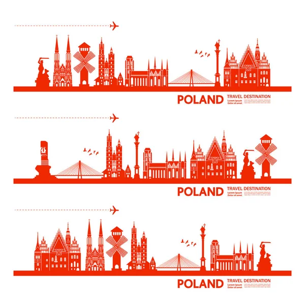 Polonia Destinazione Viaggio Grand Vector Illustrazione — Vettoriale Stock