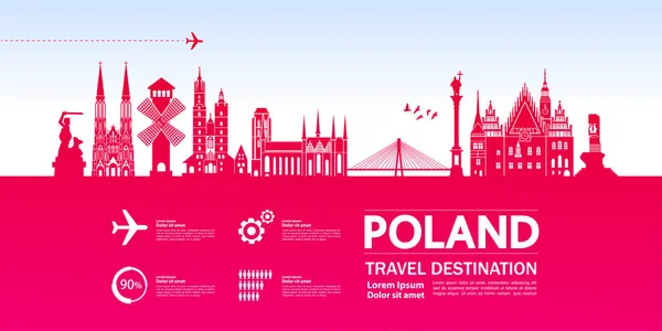 Polonya seyahat hedef grand vektör illüstrasyon.