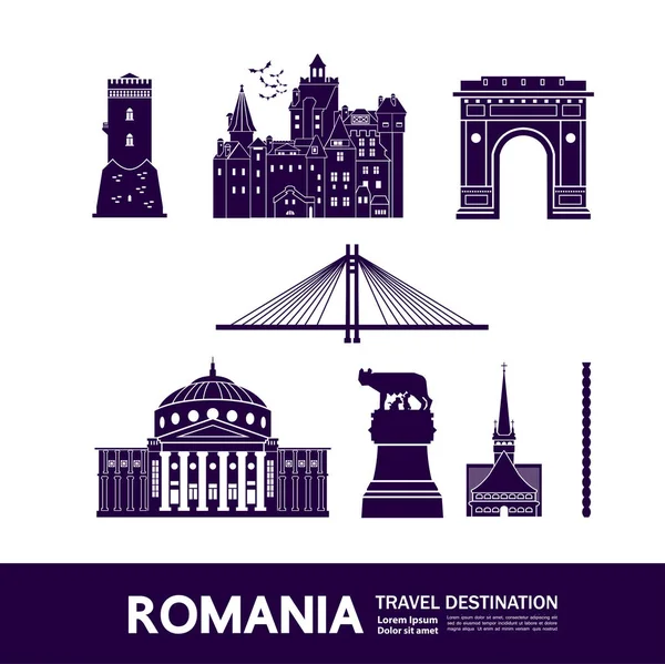 Romênia Viagem Destino Grande Vetor Ilustração —  Vetores de Stock