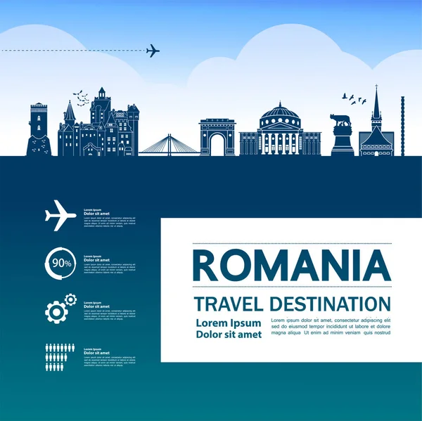 Rumania Viaje Destino Gran Vector Ilustración — Vector de stock