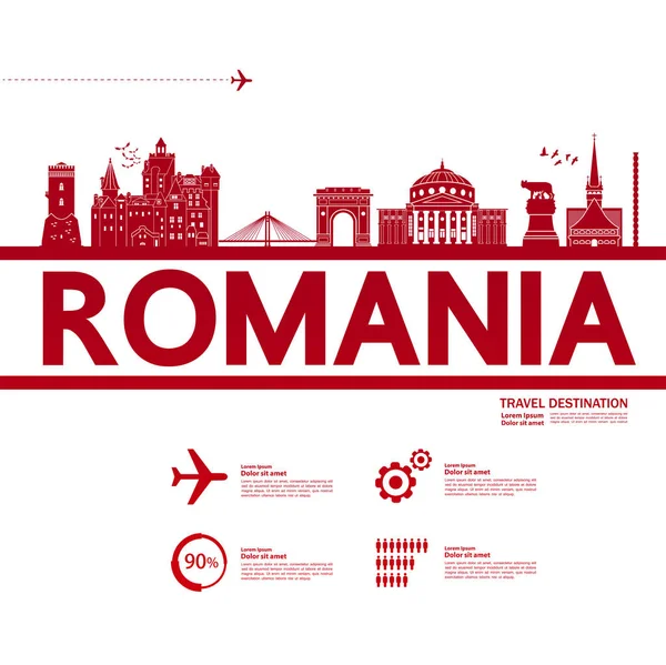 Rumania Viaje Destino Gran Vector Ilustración — Vector de stock