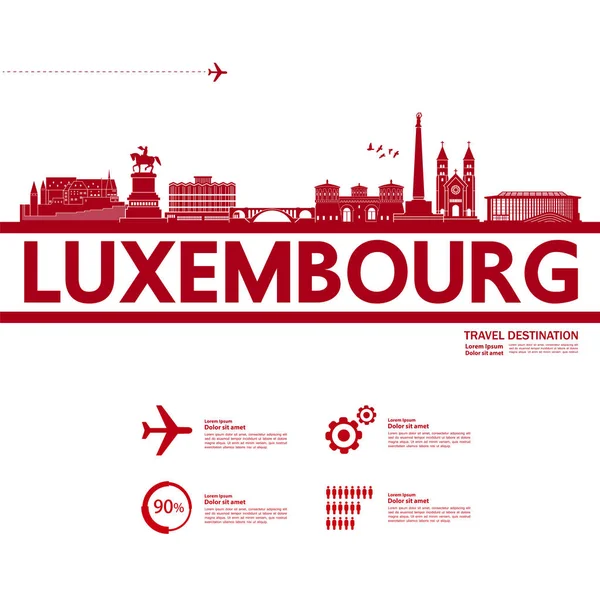 Lussemburgo Destinazione Viaggio Grand Vector Illustrazione — Vettoriale Stock